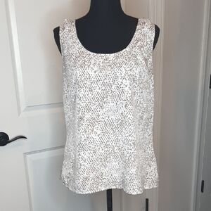 Merona Sleeveless White and Brown Tank Blouse